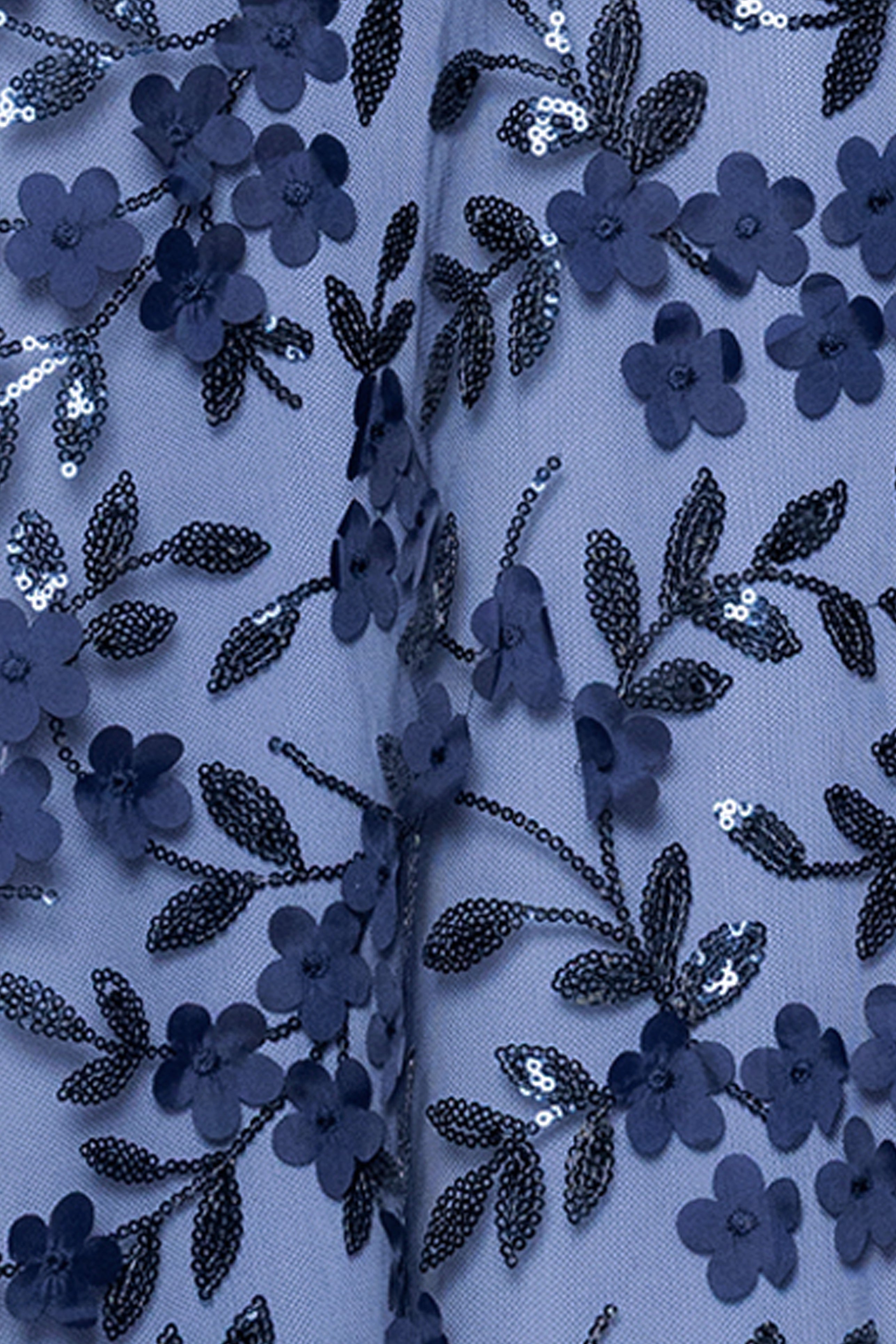 "Lola" Sequin Flower Embellished Floor Length Dress