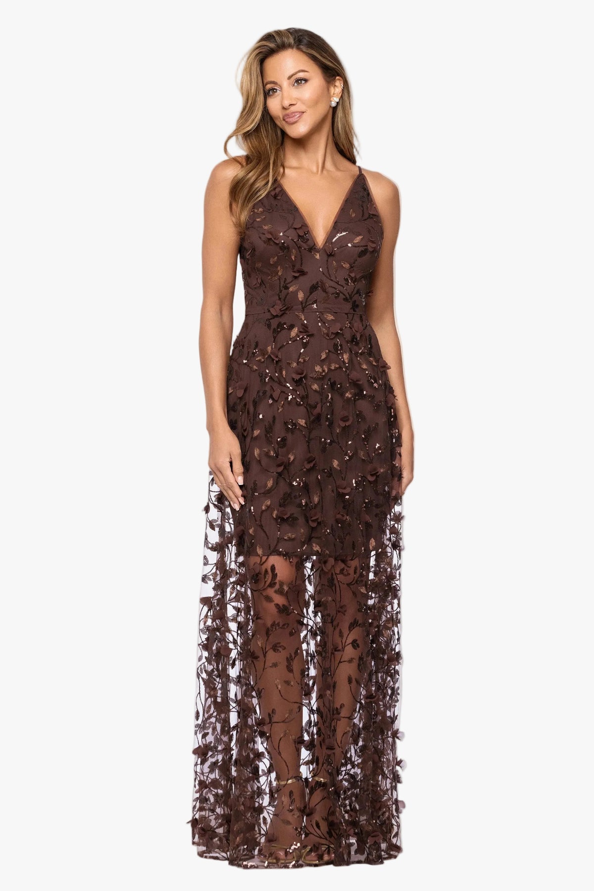 "Brielle" 3D Flower Embellished & Sequin Dress