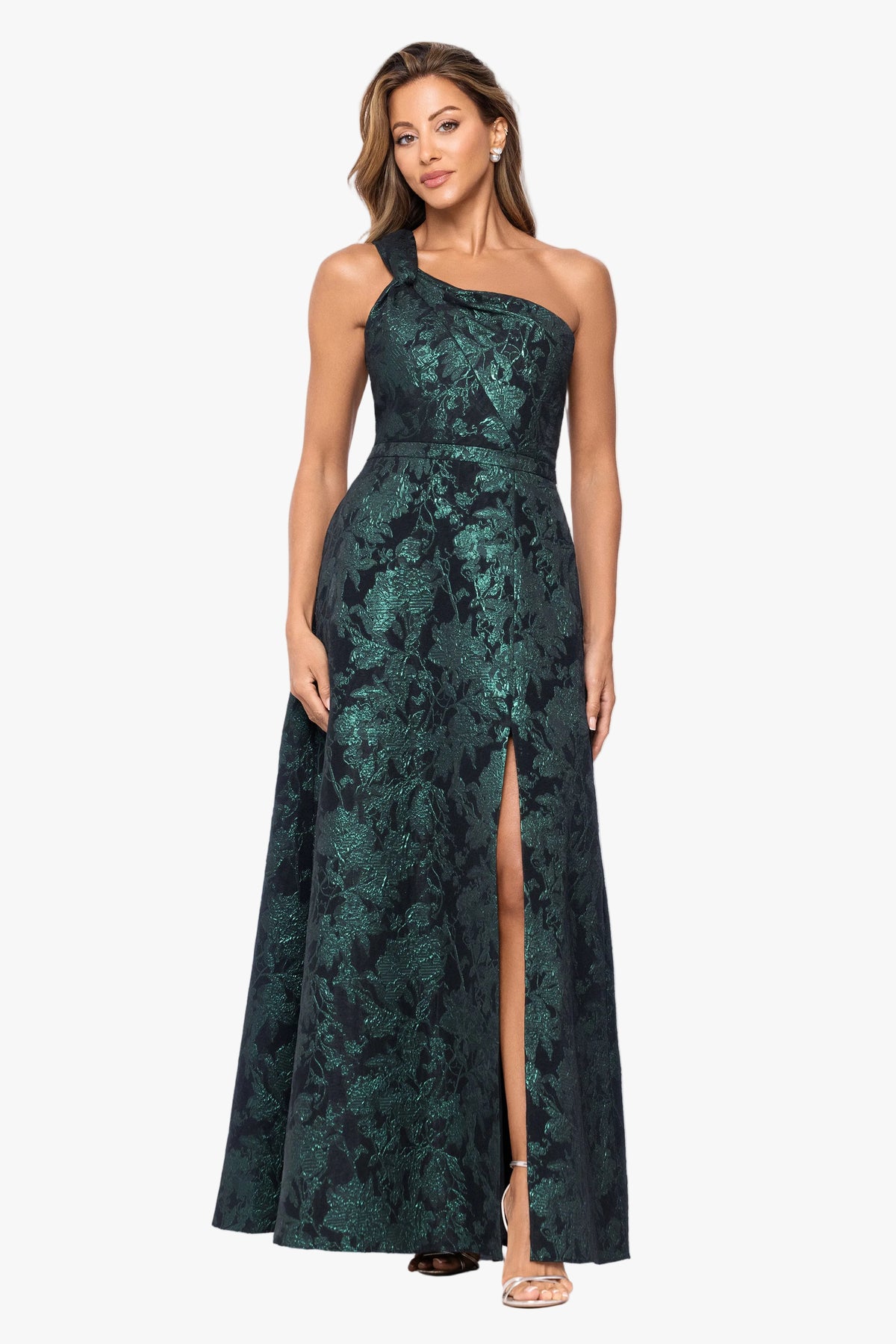 "Hadley" Brocade One Shoulder Ballgown