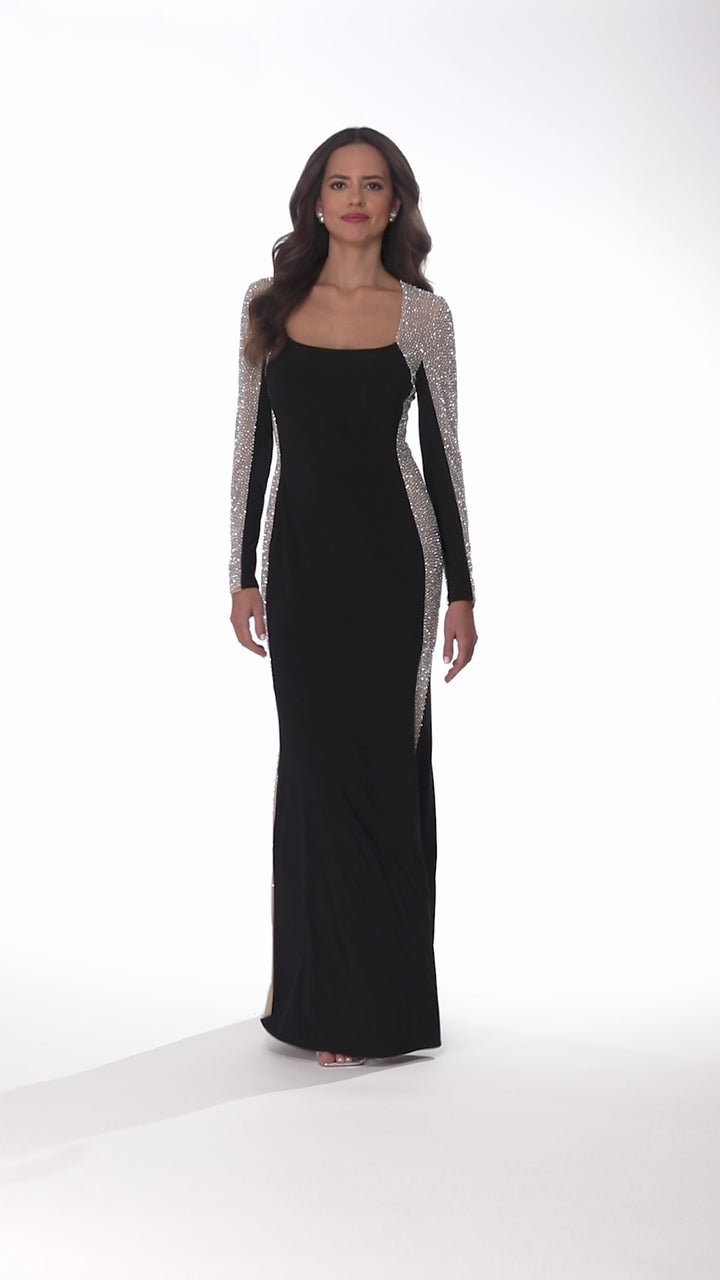 Petite "Jillian" Long Sleeve Caviar Dress