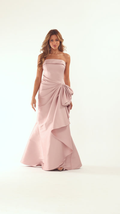 Xscape Evenings "Diana" Mikado Strapless Rouched Floor Length Dress