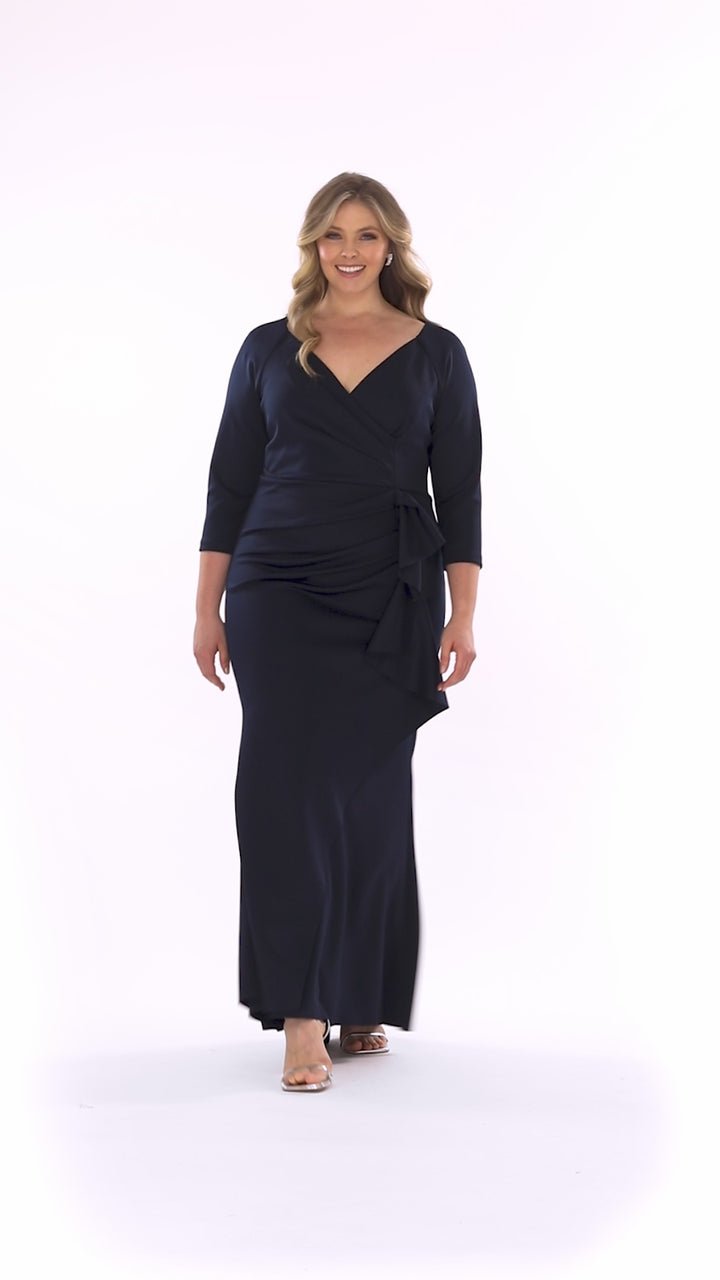 Plus "Lexi" Long Long Sleeve Scuba Ruched Side Dress