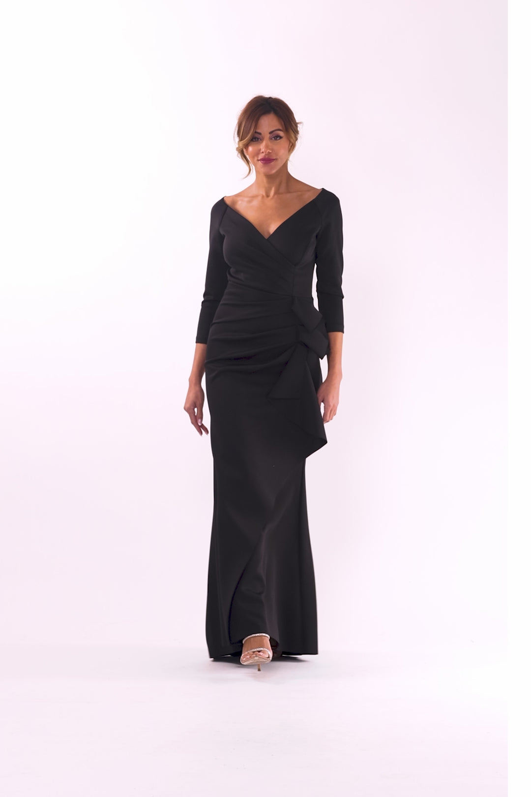 "Lexi" Long Sleeve Scuba Ruched Side Dress