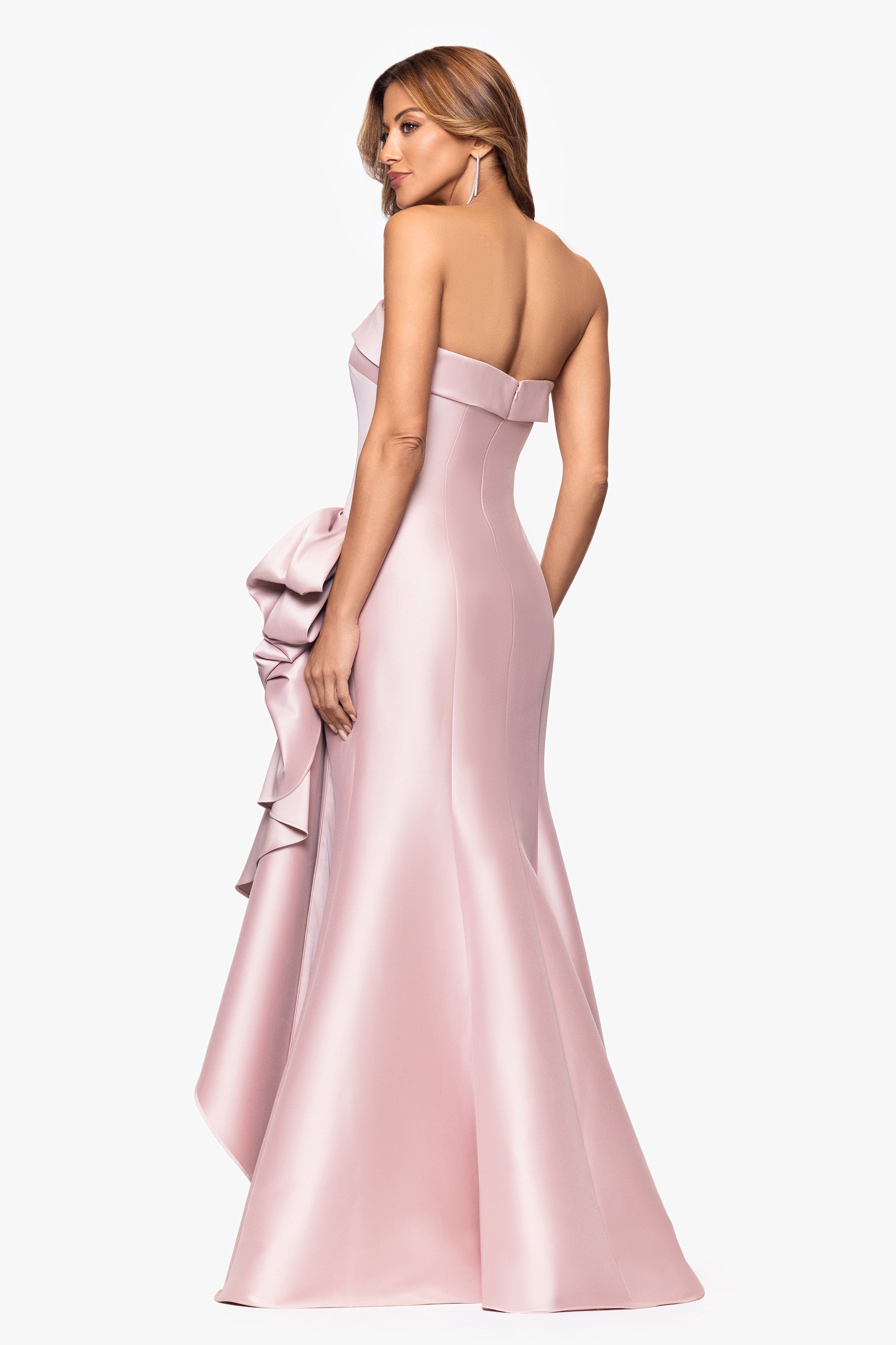 Xscape Evenings "Diana" Mikado Strapless Rouched Floor Length Dress