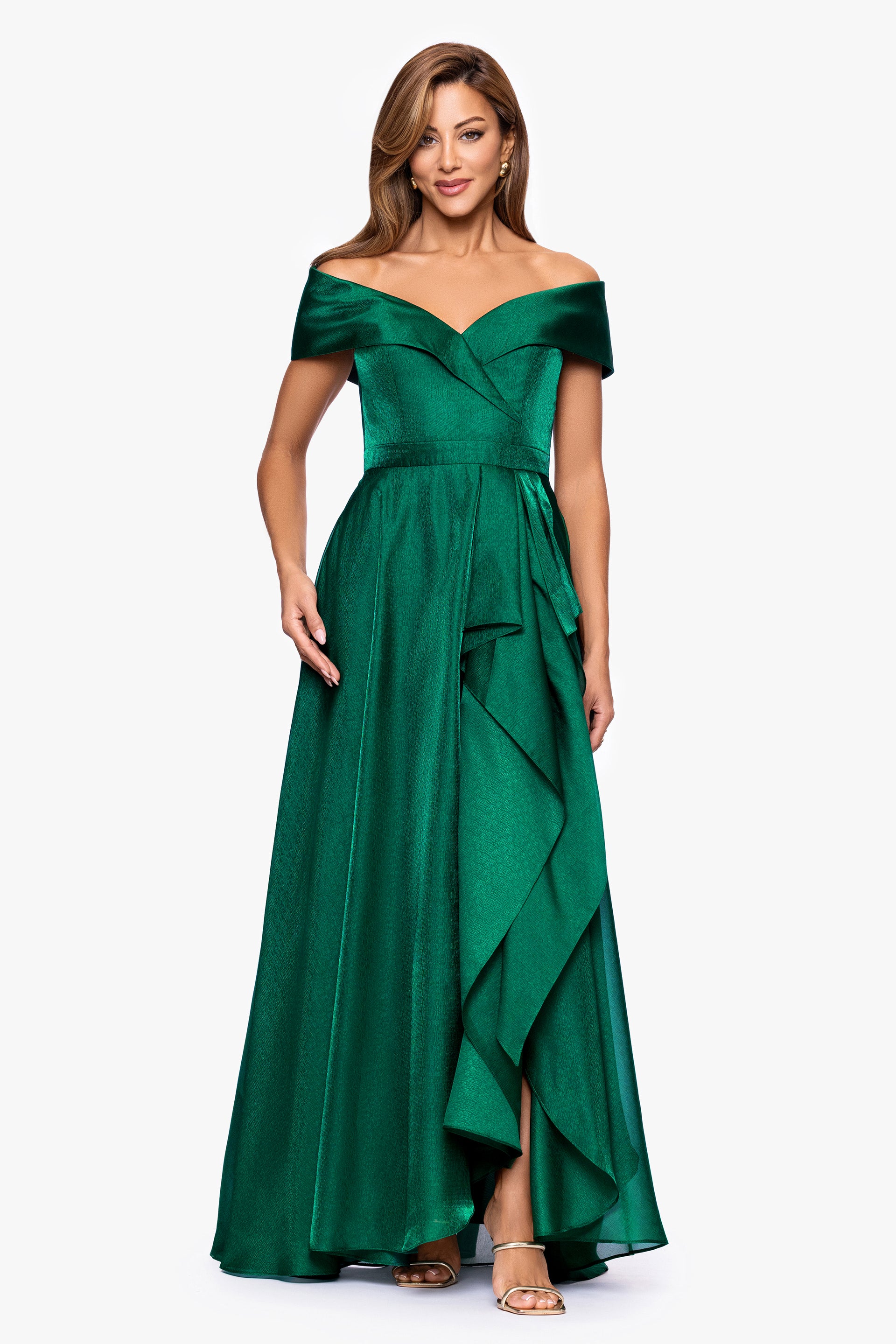 "Gina" Organza Off Shoulder Ruffle Dress