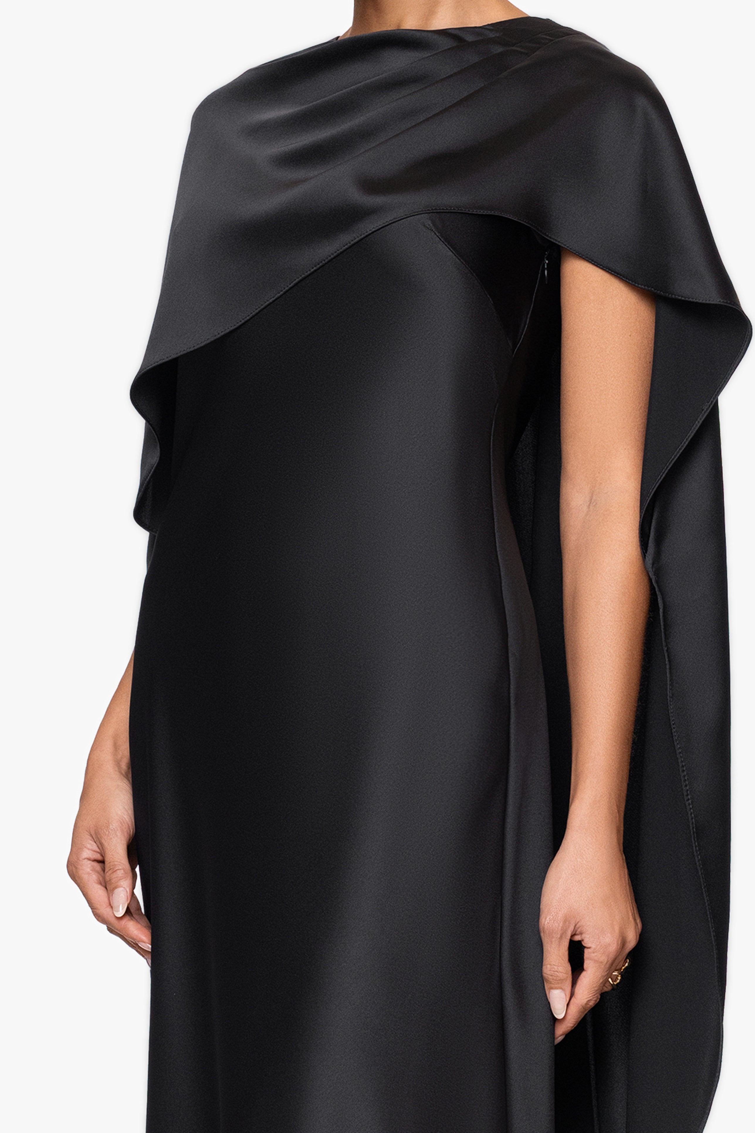 Xscape Evenings "Tallulah" Satin Overlay Cape Floor Length Dress