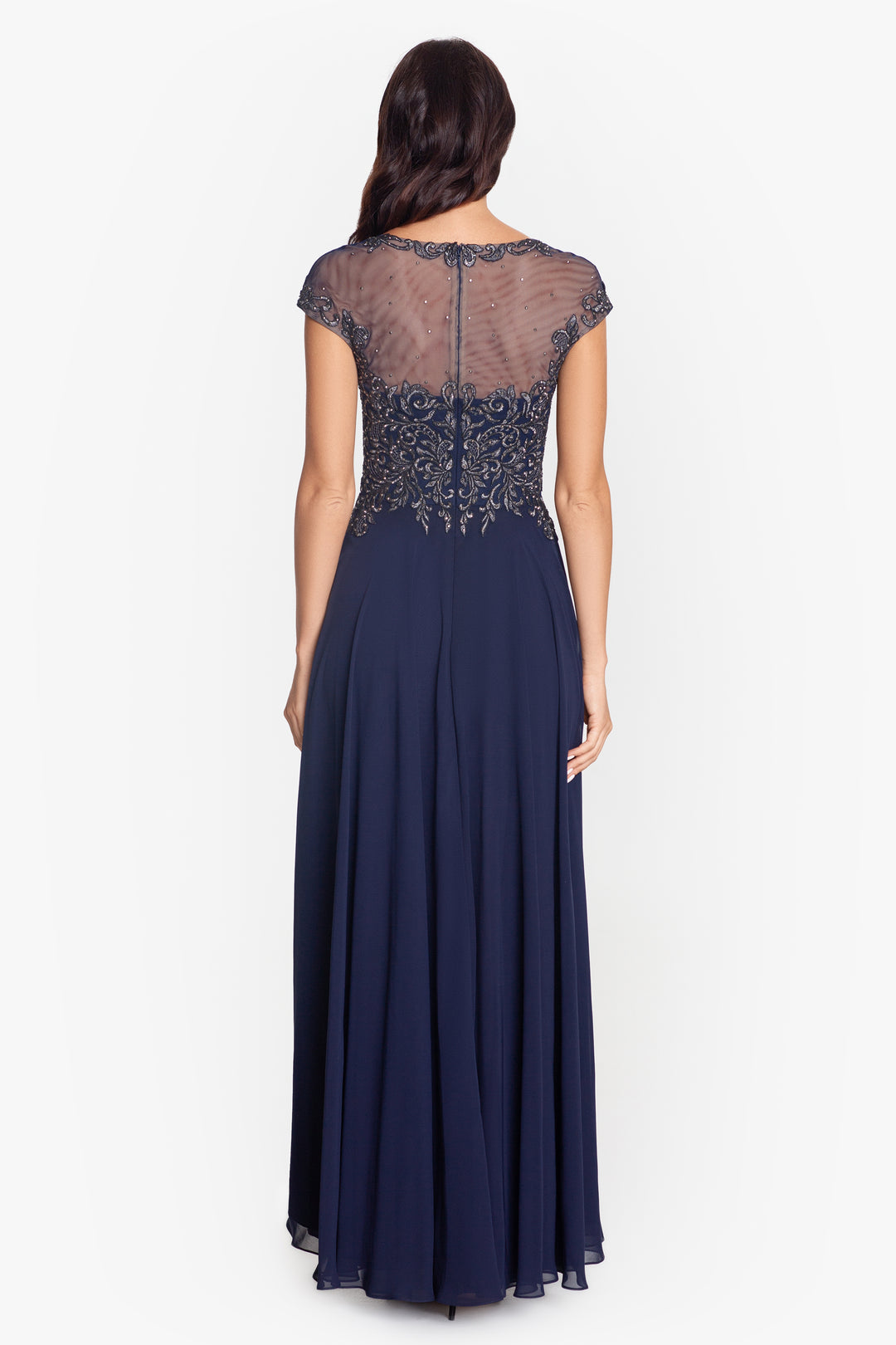 "Bianca" Full Length Embroidered Chiffon Gown