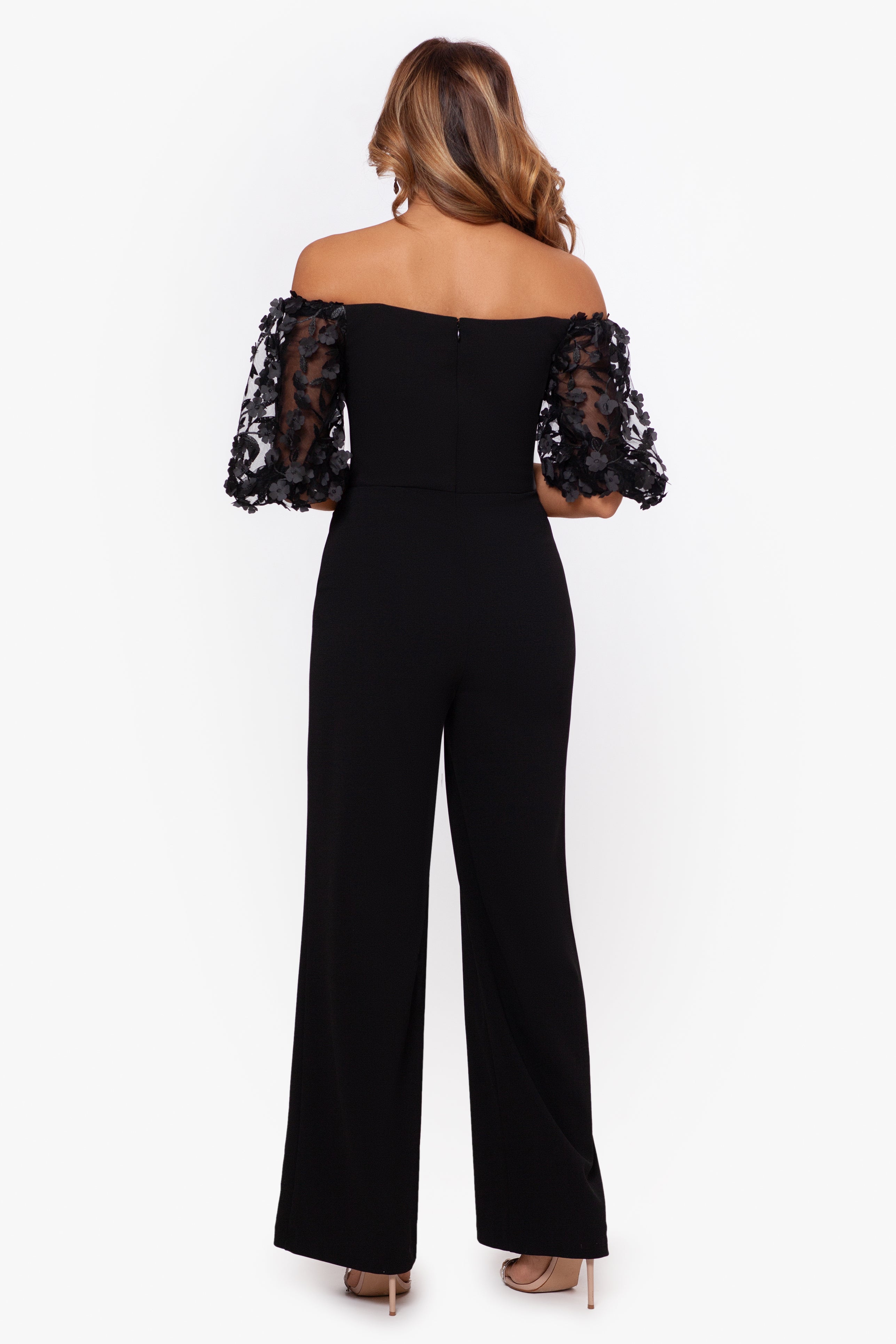 "Belle" Off the Shoulder Scuba Crepe Jumpsuit