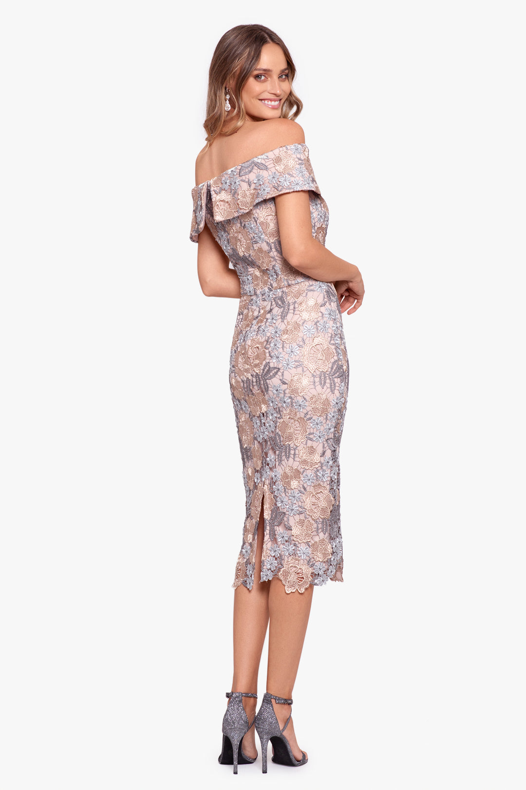 "Anika" Midi Lace Off the Shoulder Dress