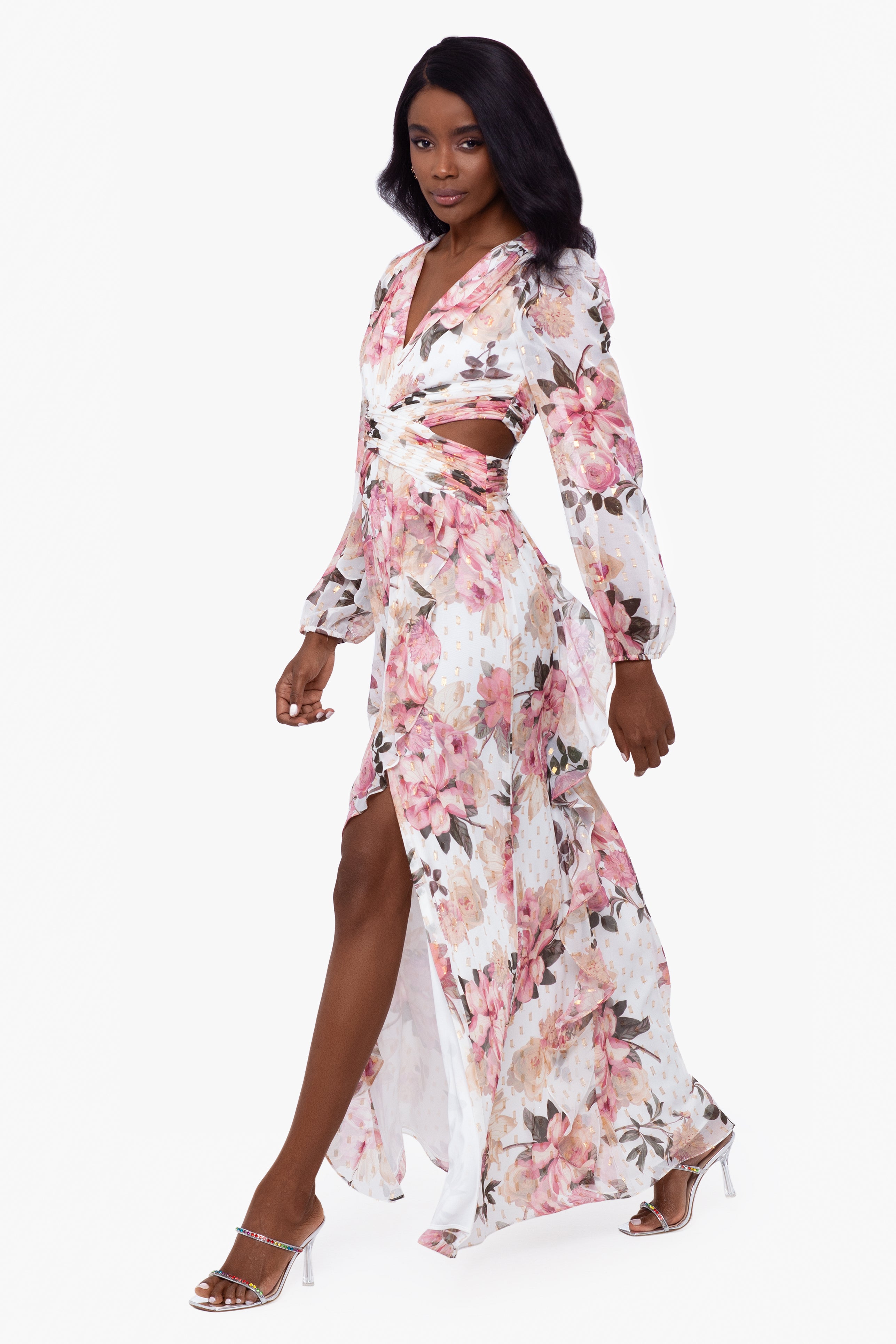 herlipto Winter Floral Long-sleeve Dress | nate-hospital.com