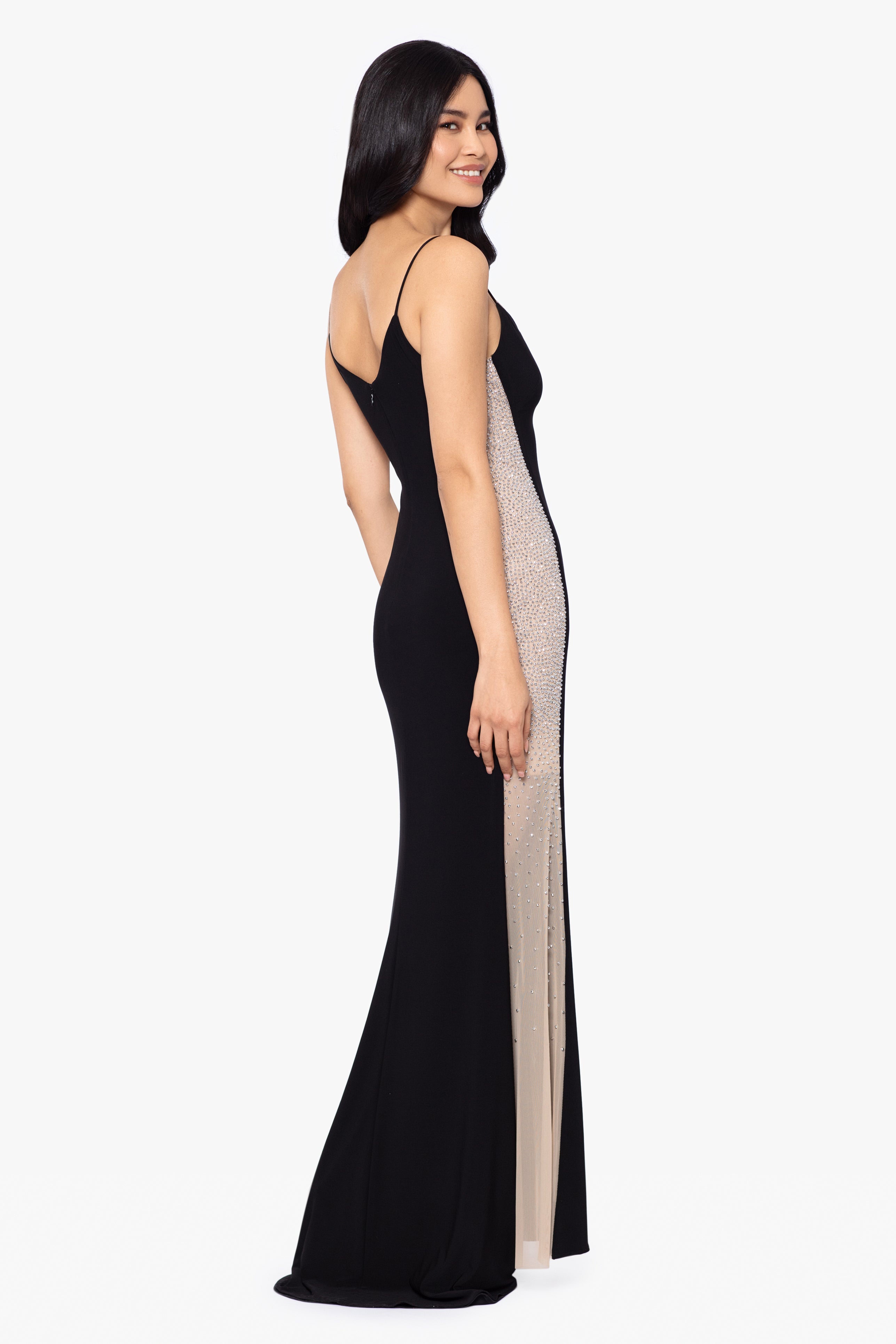 Xscape | Dresses | Xscape Beaded Illusion Mesh And Jersey Gown | Poshmark